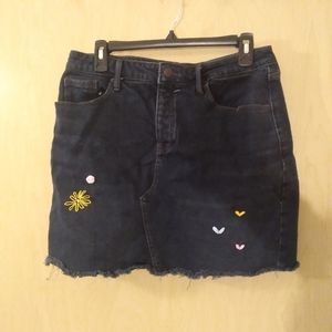 Hand Embroidered Denim Mini Skirt (12)